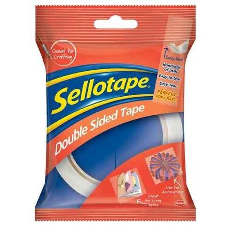 Sellotape Double Sided Tape | Mounting Tape With Easy Peel & Solid Grip| Clear | 12mm x 33mm