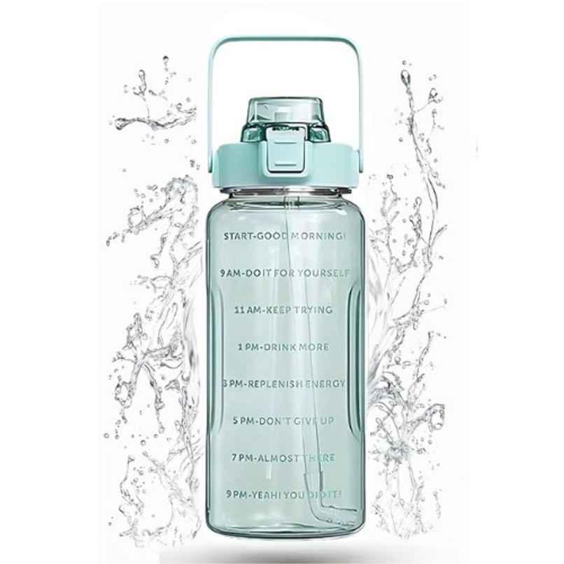 ReeQ Premium Motivational Time Mark Water Bottle | Light Green