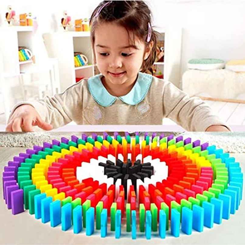 Storio 120 Pcs 12 Color Wooden Dominos Blocks Set