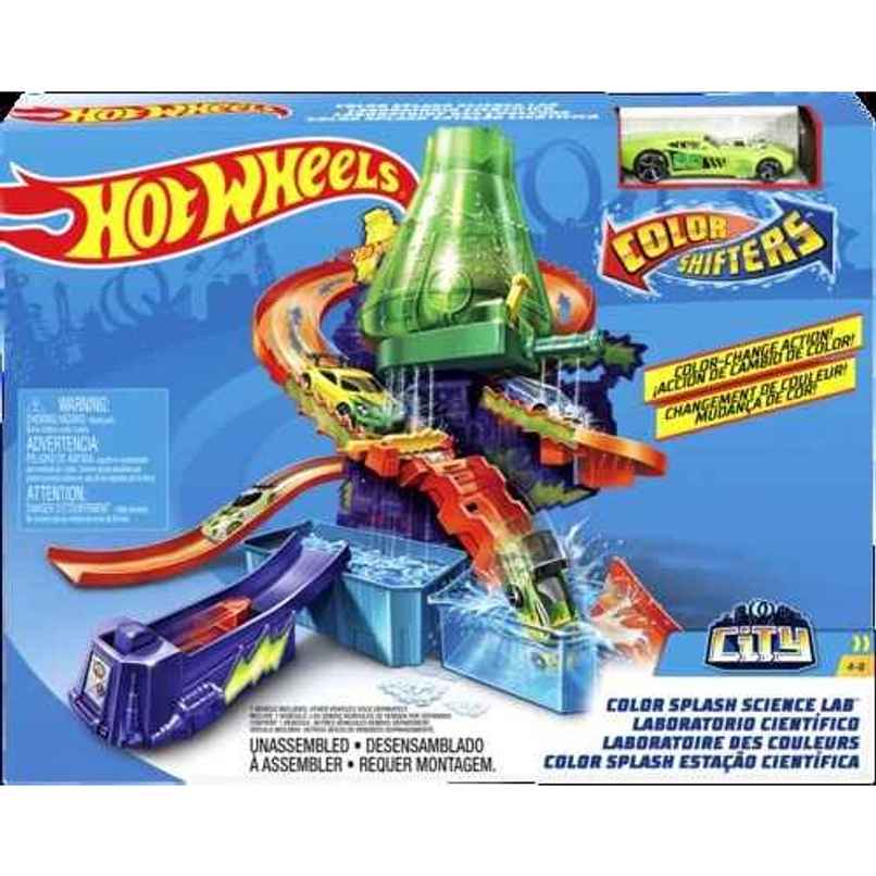 Mattel Hot Wheels Color Shifters Science Lab With 1:64 Scale Cars, Track, Waterfall Ages 3 And Older