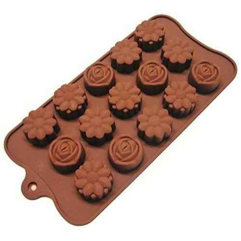 Soham Housewares Silicone Flower Shape Chocolate Mould | Brown - 10 in