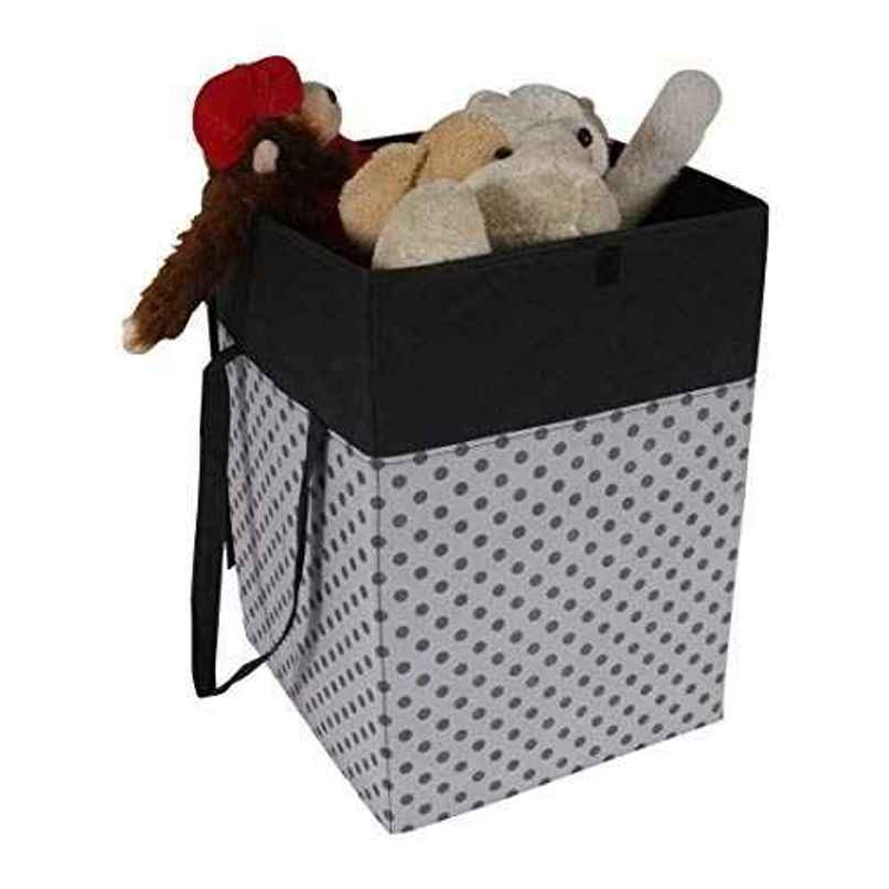 PrettyKrafts 75 L Large Laundry Basket | Foldable Hamper with Lid & Cloth Organizer - Grey Black