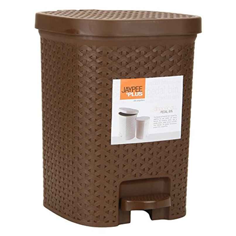 Jaypee Plus Dispose All Square Dustbin With Removable Plastic Bucket For Home, Kitchen 7 L, Brown