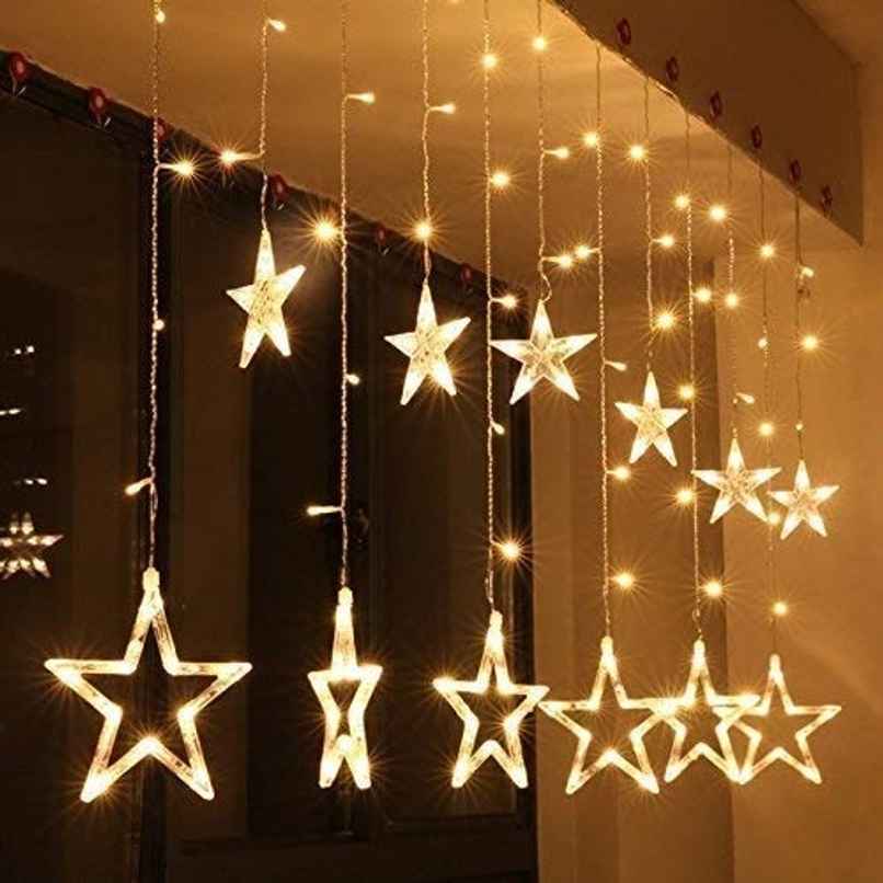 DesiDiya Star LED Curtain Lights - Warm White | Heat Resistant