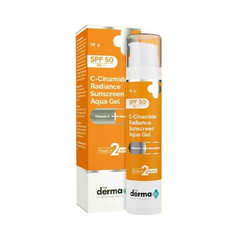 The Derma Co C-Cinamide Radiance Sunscreen SPF 50 Aqua Gel PA++++ With Vitamin C & Niacinamide The Derma Co C-Cinamide Radiance Sunscreen SPF 50 Aqua Gel PA++++ With Vitamin C & Niacinamide