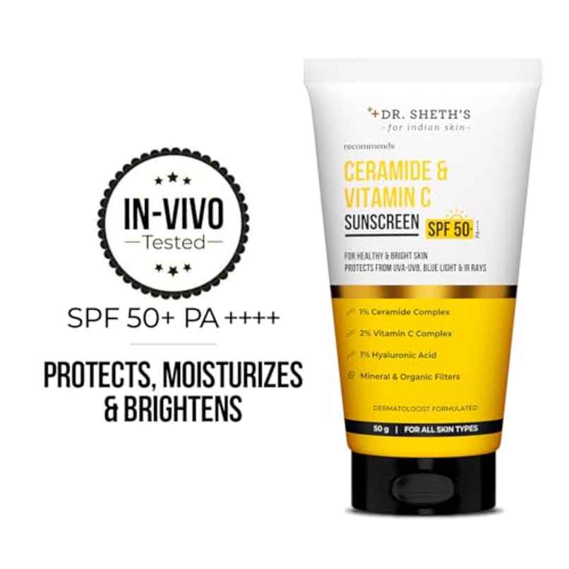 Dr. Sheth'S Ceramide & Vitamin C Sunscreen Spf 50 Pa+++ No White Cast For All Skin Type Dr. Sheth'S Ceramide & Vitamin C Sunscreen Spf 50 Pa+++ No White Cast For All Skin Type