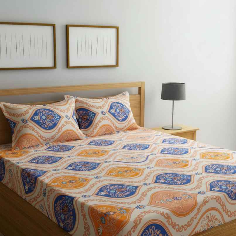 Status Value Double Ethnic Bedsheet | 79 x 87 in | Beige