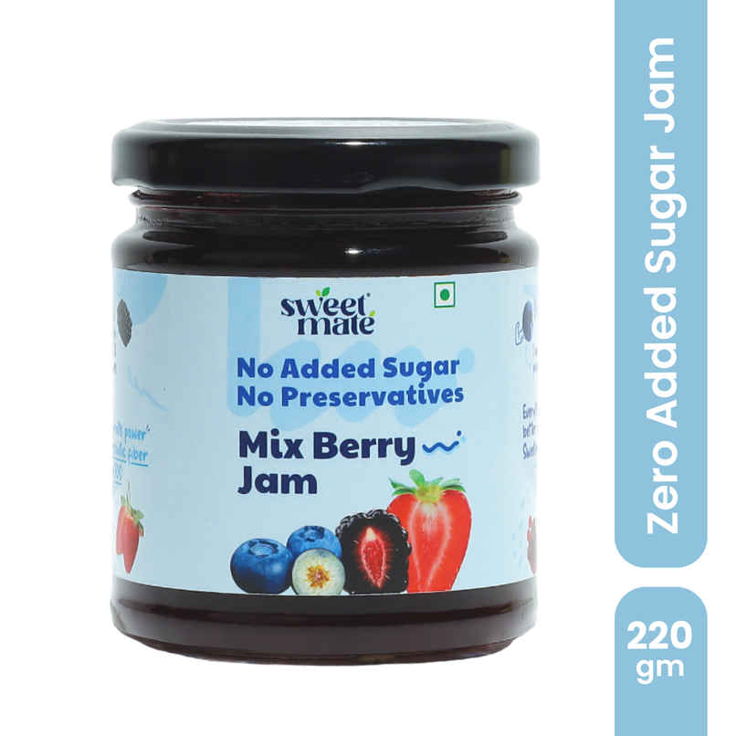 Sweetmate No Added Sugar Mix Berry Jam | Natural, Real Fruit with Stevia | Diabetic & Keto Friendly, Naturally Sweetened, Delicious Taste