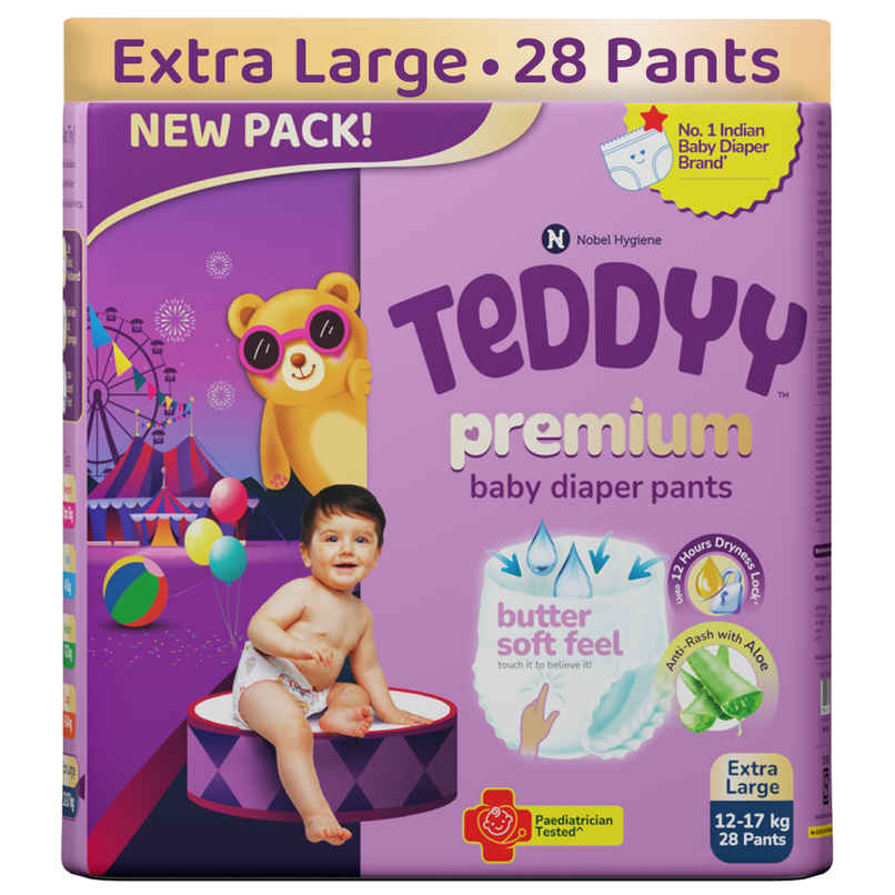 Teddyy Baby Diaper Premium Pants Extra Large | 12-17 kg - 28 Counts