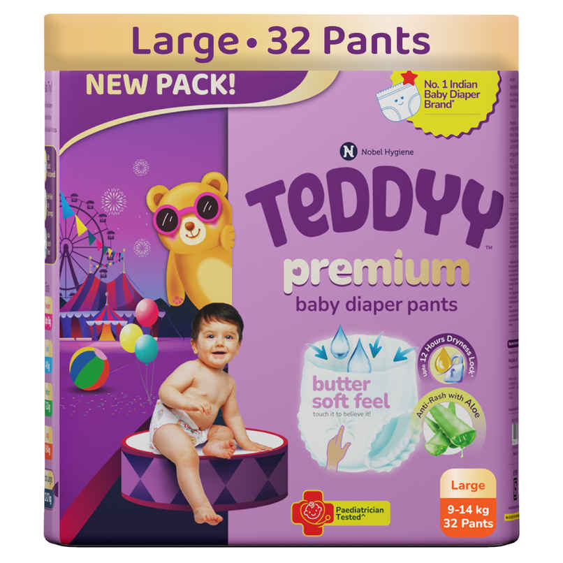 Teddyy Baby Diaper Premium Pants Large | 9-14 kg | 32 Counts