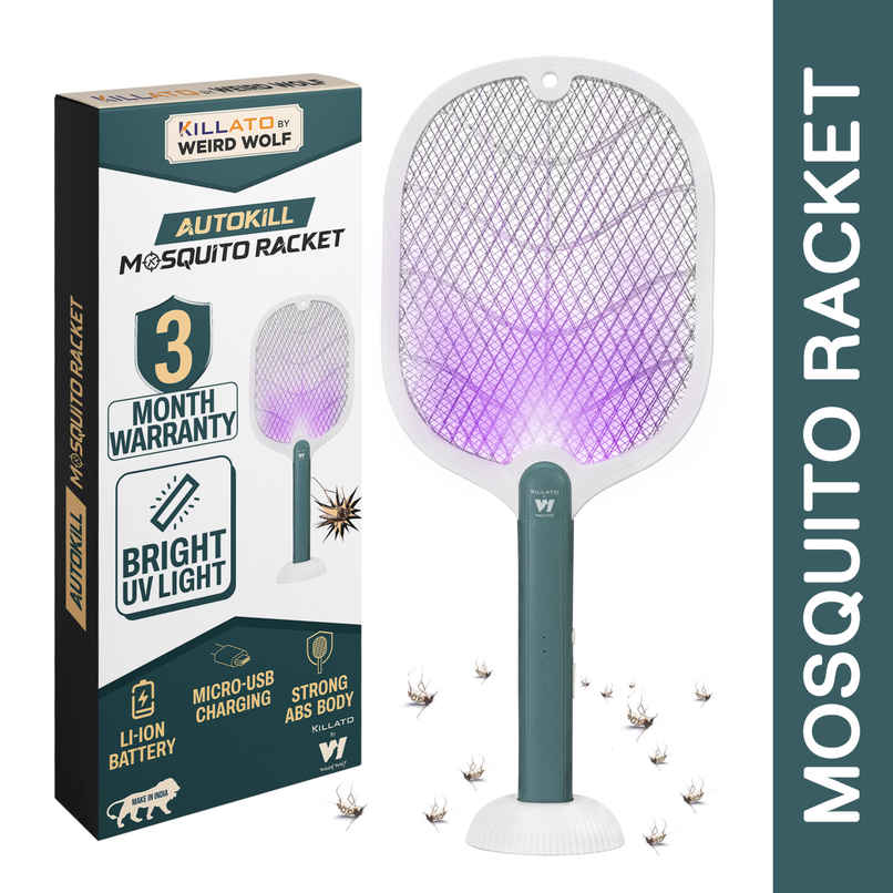 Killato Weird Wolf 2 In 1 UV Light Electric Mosquito Racquet | WHite & Green