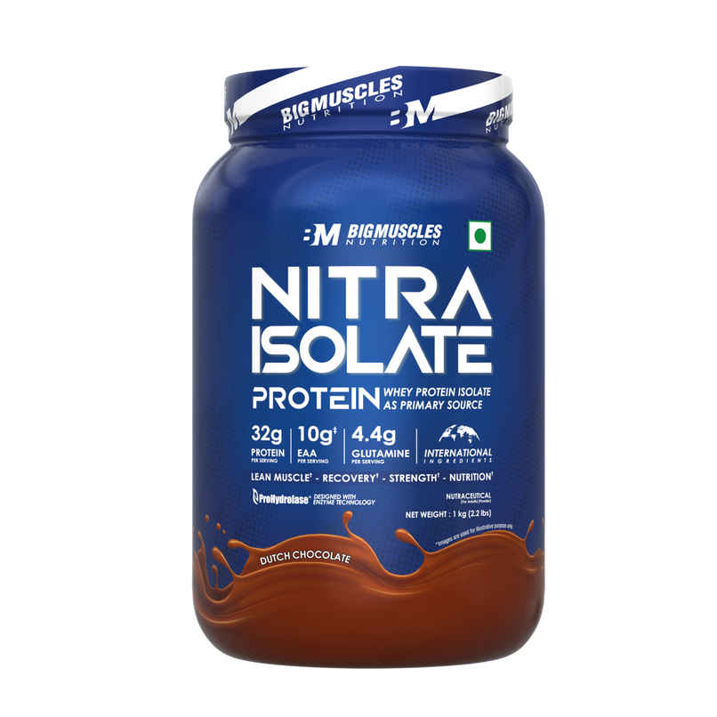 Big Muscles Nutrition Nitra Isolate with ProHydrolase Enzyme for Faster Absorption Dutch Chocolate Big Muscles Nutrition Nitra Isolate with ProHydrolase Enzyme for Faster Absorption Dutch Chocolate