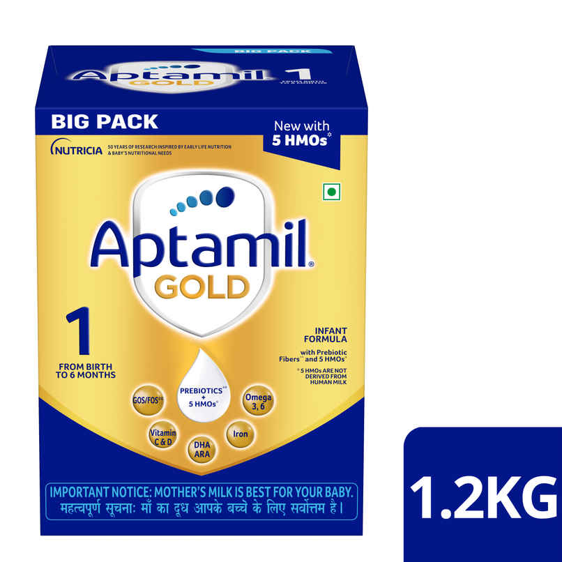 Aptamil Gold Infant Formula Milk Powder For Babies - Stage 1 With Hmo | 2-Fl | Large Pack