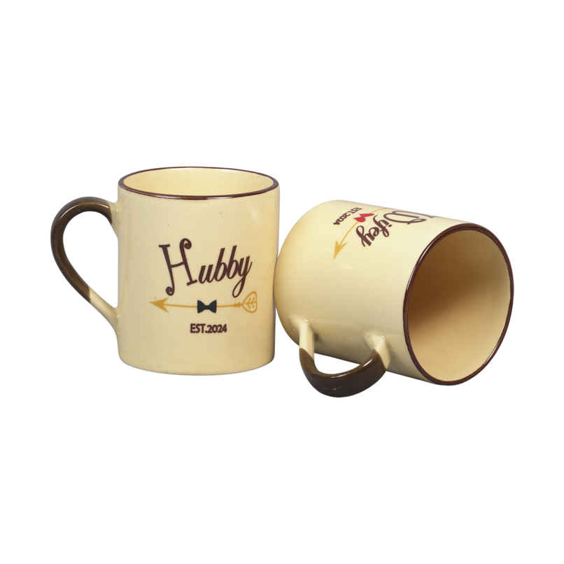 SAFFRON Hubby Wifey Couple Coffee Mug Gift for Husband Wife Anniversary Valentine