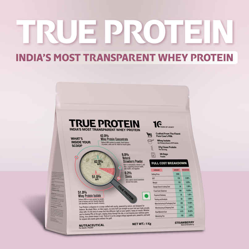 True Protein Made with Four Natural Ingredients Only | Natural Strawberry