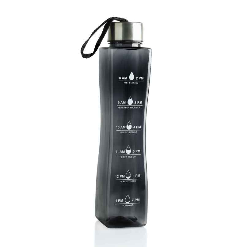 2Mech Plastic Water Bottle with Time Marker | Black | 800 ml