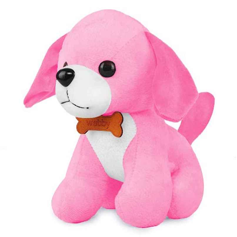 Webby Soft Animal Plush Dog Toy | 20 cm | Pink
