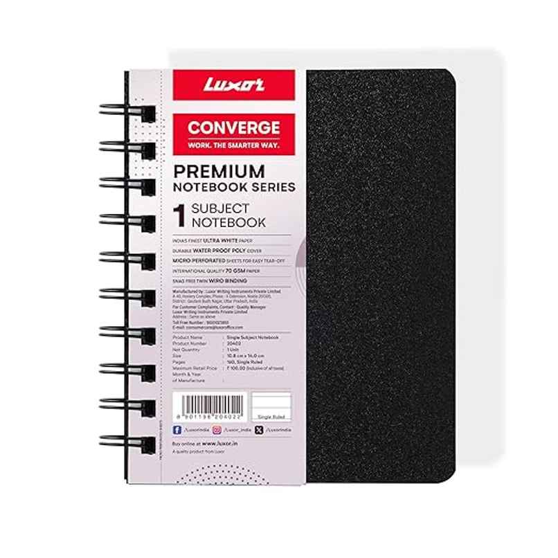 Luxor Single Subject Notebook | 70 GSM | Single Ruled | Pages 160 | 10.8 x 14 cm