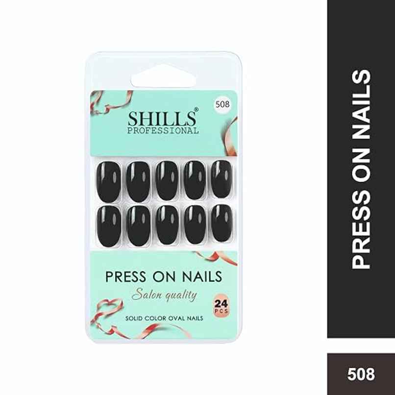 Shills Professional Reusable Oval Press On Nails | Black | SPN-508 Shills Professional Reusable Oval Press On Nails | Black | SPN-508