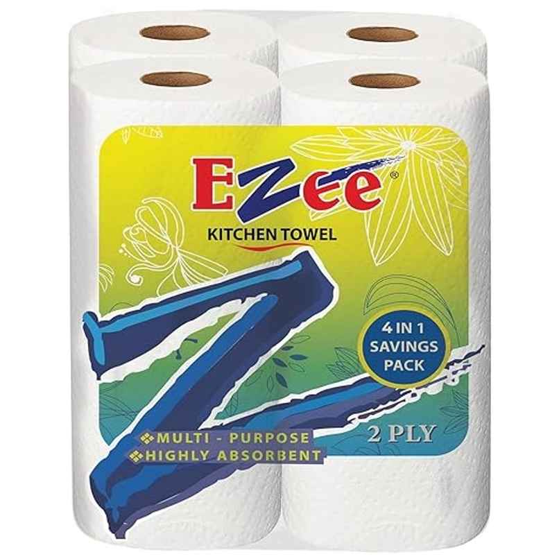 Ezee Kitchen Tissue Paper Towel Roll - 4 Rolls - 400 Sheets - 2ply