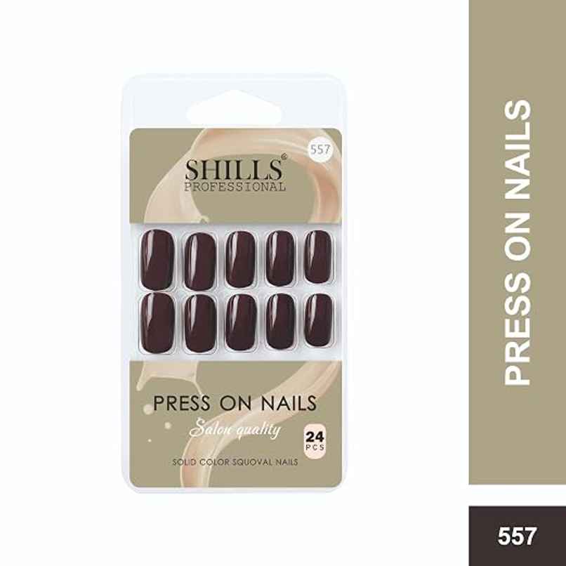 Shills Professional Reusable Square Press On Nails | Brown | SPN-557 Shills Professional Reusable Square Press On Nails | Brown | SPN-557