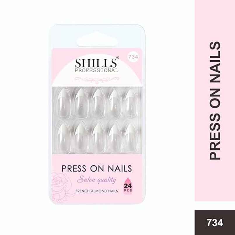 Shills Professional Reusable French Almond Press On Nails | White | SPN-734 Shills Professional Reusable French Almond Press On Nails | White | SPN-734