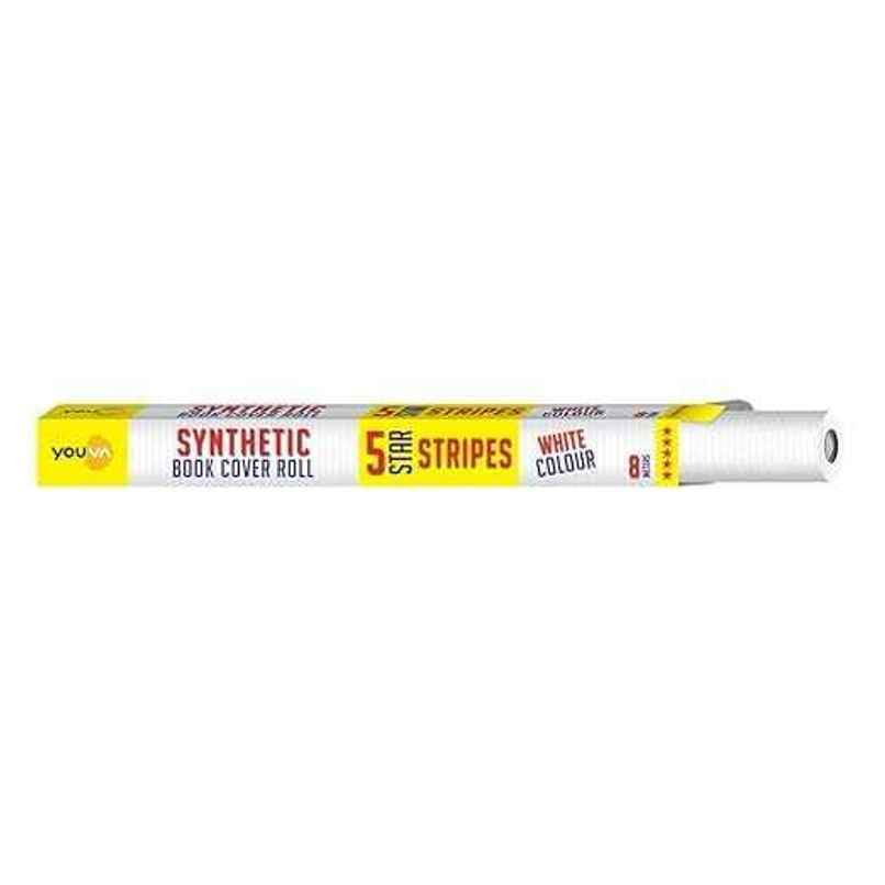 Navneet Youva Synthetic Cover Rolls Stripes 5 Star 8 Meters Length X 35.5 Cm Height White Navneet Youva Synthetic Cover Rolls Stripes 5 Star 8 Meters Length X 35.5 Cm Height White