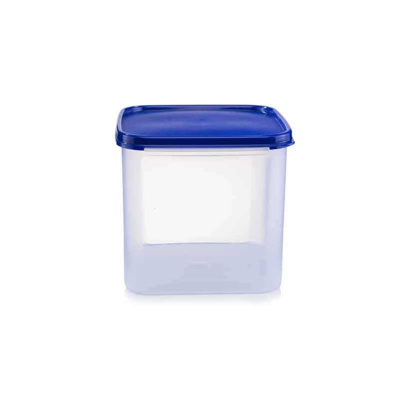Java Airtight Plastic Square Container With Blue Lid (4L, Transparent)