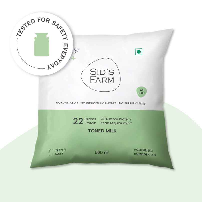 Sid's Farm Tested High Protein Toned Milk - No Antibiotics | No Hormones | No Preservatives Sid's Farm Tested High Protein Toned Milk - No Antibiotics | No Hormones | No Preservatives