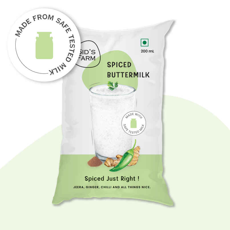 Sid's Farm Buttermilk pouch - No artificial flavours or preservatives. Made from tested milk