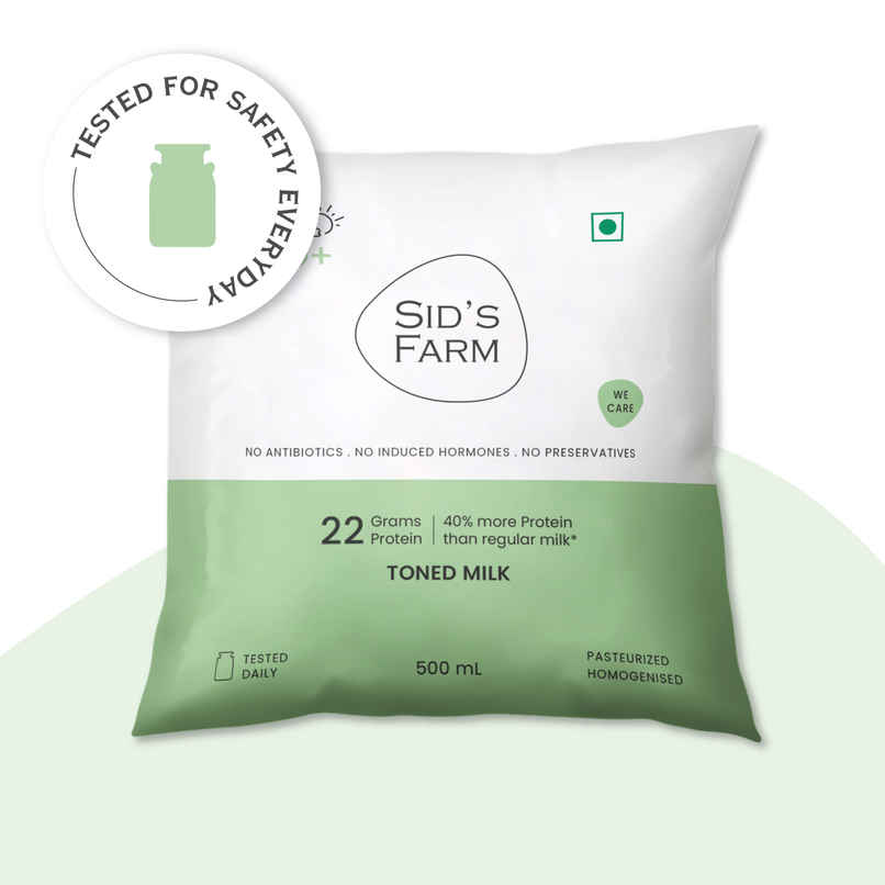 Sid's Farm Tested High Protein Toned Milk - No Antibiotics | No Hormones | No Preservatives Sid's Farm Tested High Protein Toned Milk - No Antibiotics | No Hormones | No Preservatives