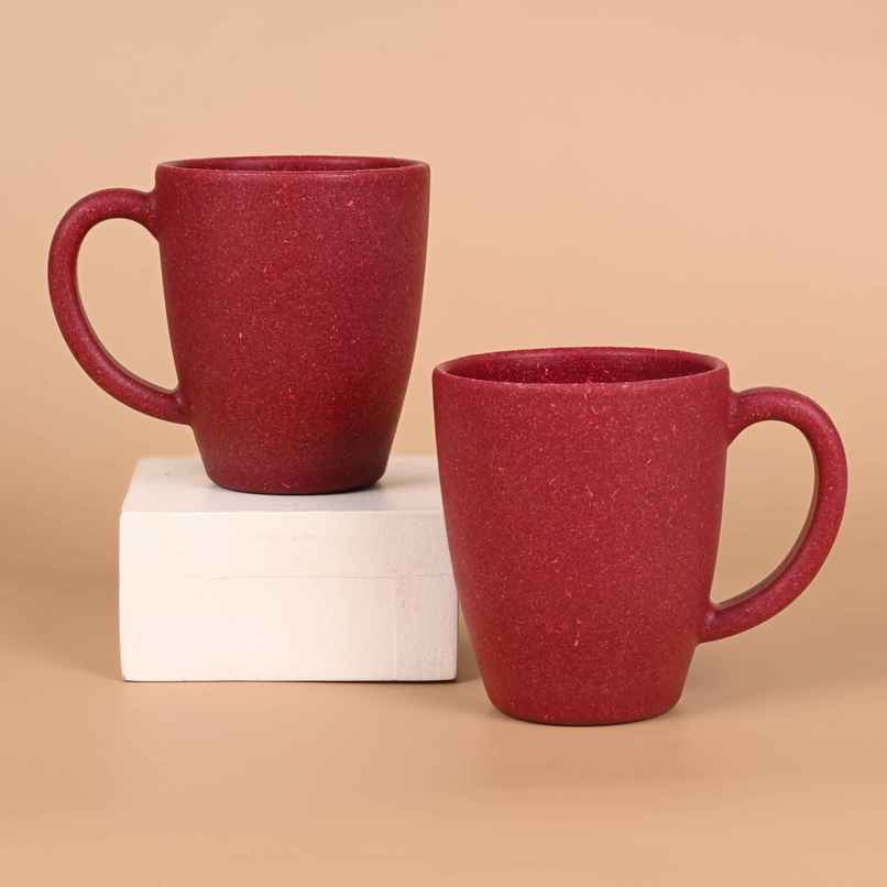Eha Earth-Friendly Classic Coffee Mug | 300 ml | Made With Rice Husk Biocomposite | 2 Unit | Coral