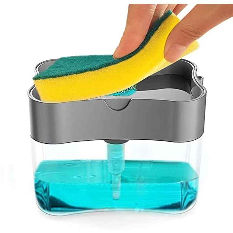 Daluci 2-In-1 Soap Dispenser For Dishwasher Liquid with Pump and Sponge | Multi Color Daluci 2-In-1 Soap Dispenser For Dishwasher Liquid with Pump and Sponge | Multi Color