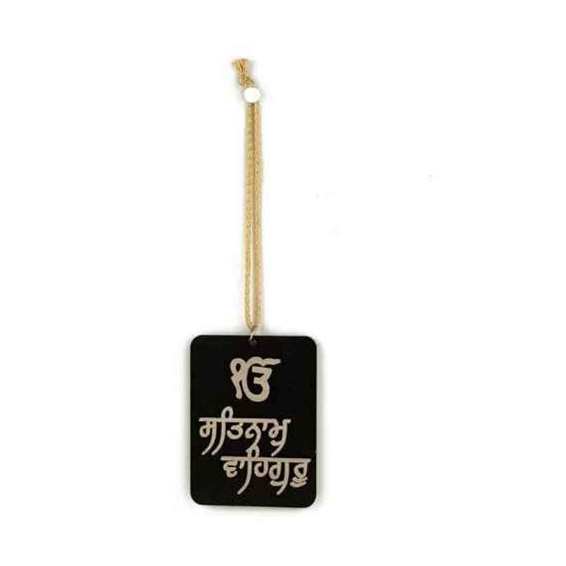 TiyuTrendzz Satnam Waheguru in Punjabi | Wooden Sheet Rear View Mirror Hanging | Tassle decor TiyuTrendzz Satnam Waheguru in Punjabi | Wooden Sheet Rear View Mirror Hanging | Tassle decor