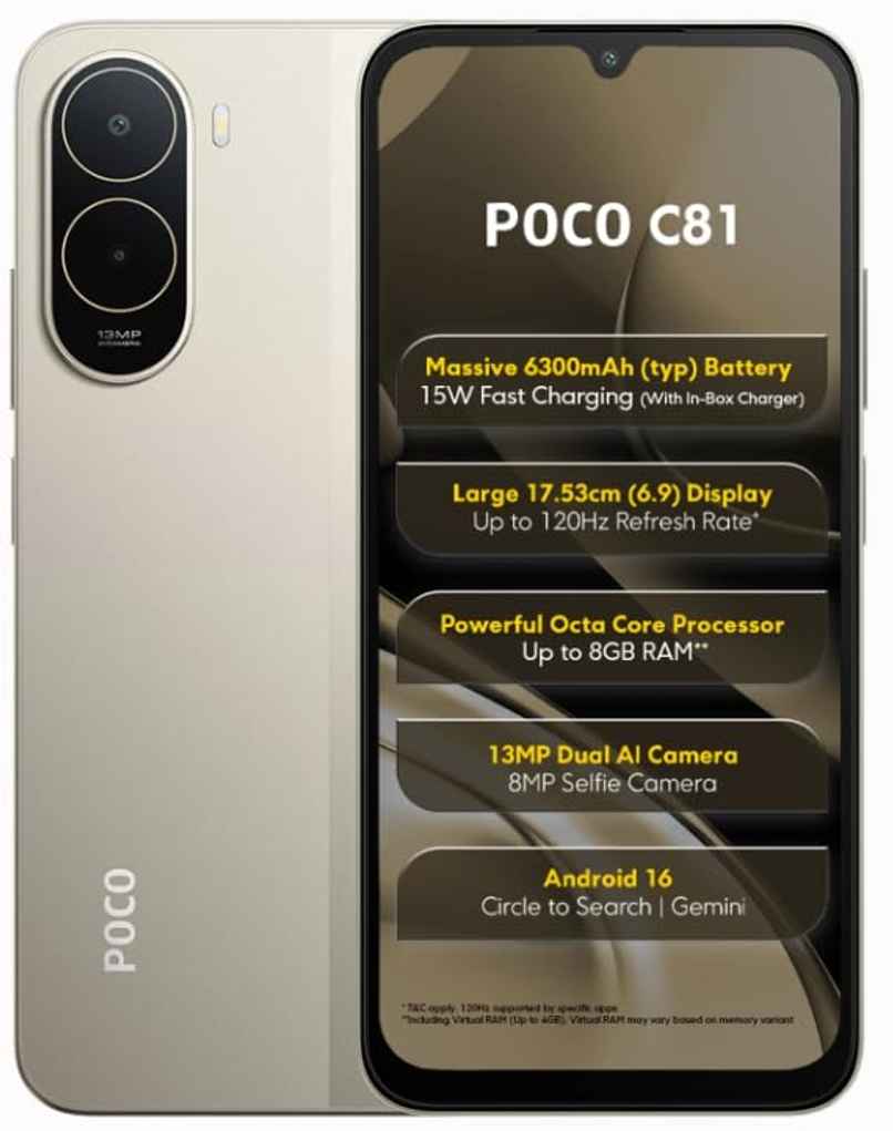 Poco C81 | 4 GB RAM | 64 GB Storage | Sunset Gold Poco C81 | 4 GB RAM | 64 GB Storage | Sunset Gold