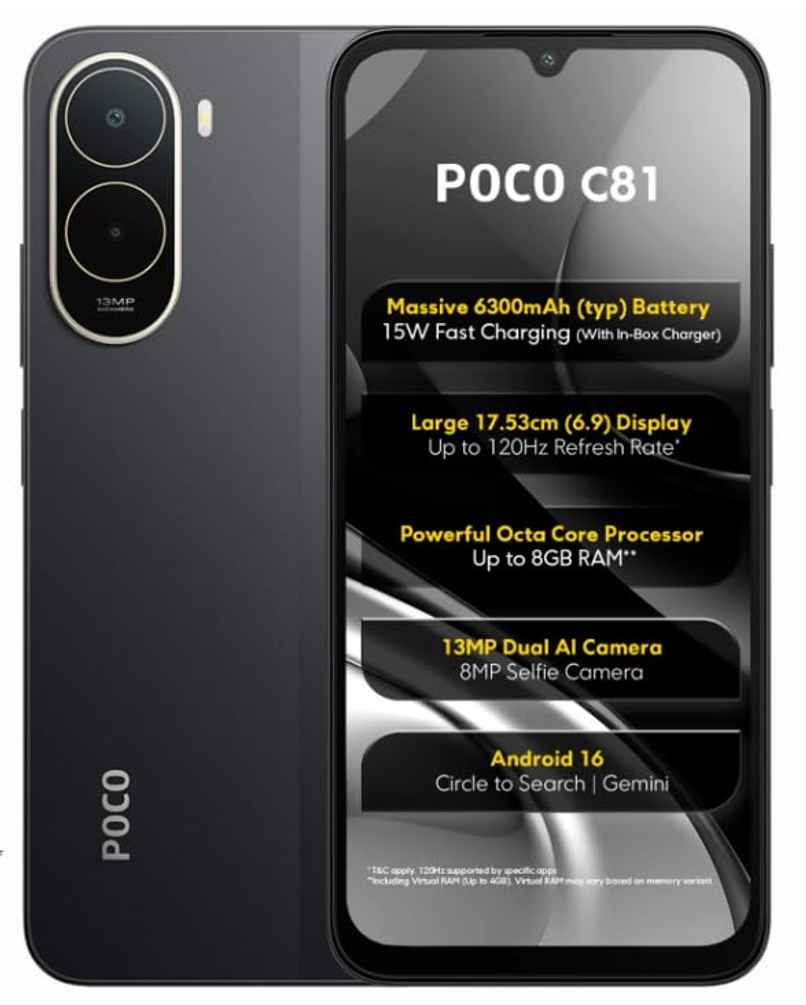 Poco C81 | 4 GB RAM | 64 GB Storage | Black Poco C81 | 4 GB RAM | 64 GB Storage | Black