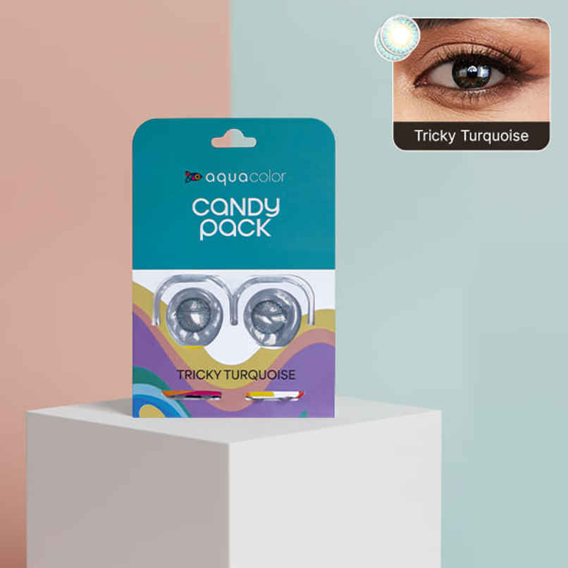 Aquacolor Candy Pack with Zero Power Daily Disposable Lens Tricky Turquoise Aquacolor Candy Pack with Zero Power Daily Disposable Lens Tricky Turquoise