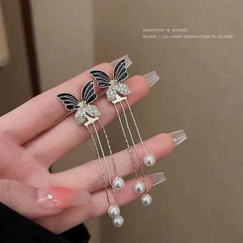 Estailo Fashion Women's Jewellery Earrings Black Gold One Size | E0001356