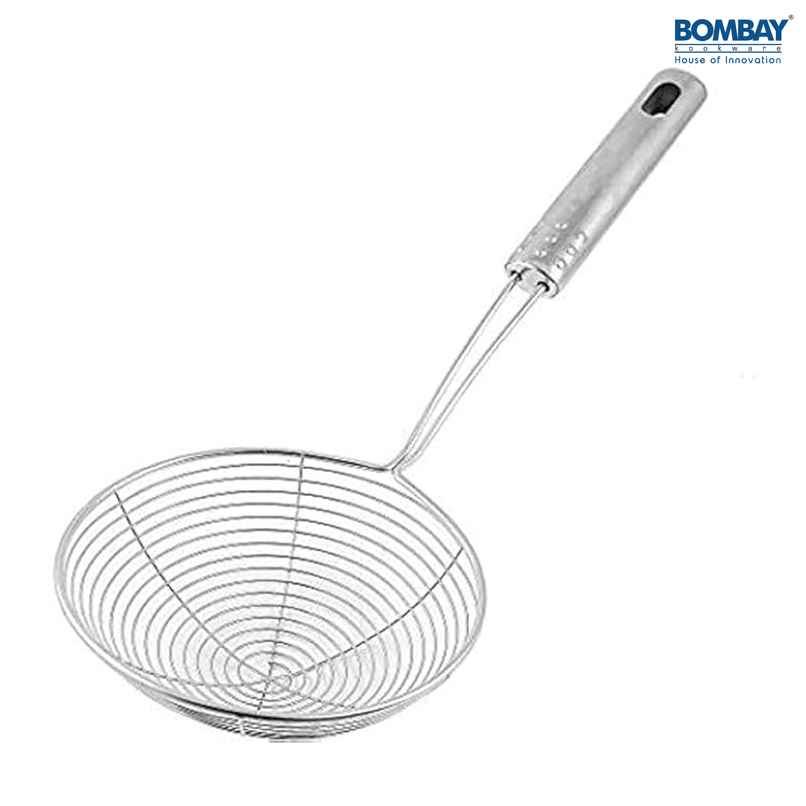 Deep Fry Jhara Wire Skimmer Puri Strainer with Handle Stainless Steel 20 Cm