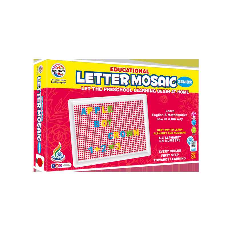 Ratna's Letter Mosaic Sr. | 1 Letter board, Alphabet & Number Pieces| 3+ Years Ratna's Letter Mosaic Sr. | 1 Letter board, Alphabet & Number Pieces| 3+ Years