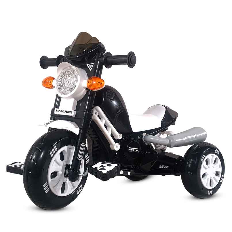 Kidsmate Turbo Pedal Tricycle with Musical Horn & Lights for Kids 3-6Y - Black/White