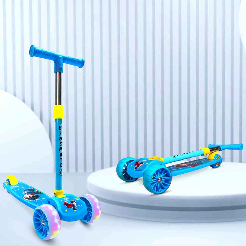 Kidsmate Rider Pro Kick Scooter with LED Wheels & Foldable Design for Kids 2-12Y - Blue Kidsmate Rider Pro Kick Scooter with LED Wheels & Foldable Design for Kids 2-12Y - Blue