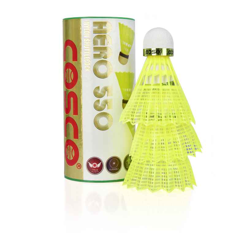 Cosco Aero 550 Nylon Shuttlecock (Pack of 3) | Yellow