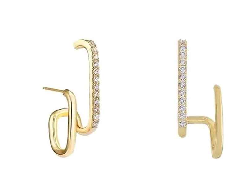 Beautynx Dual Halo Spark Hoop Earrings | BNX-EAR-0043 - Gold