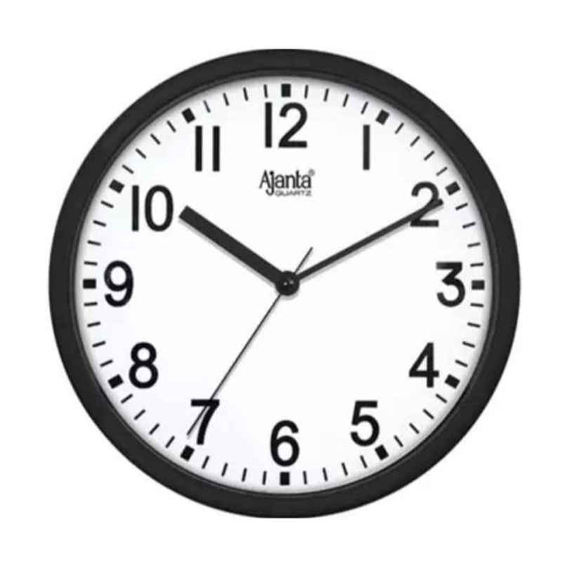 Ajanta Analog 23cm x 23cm Wall Clock (Black | With Glass | Standard)