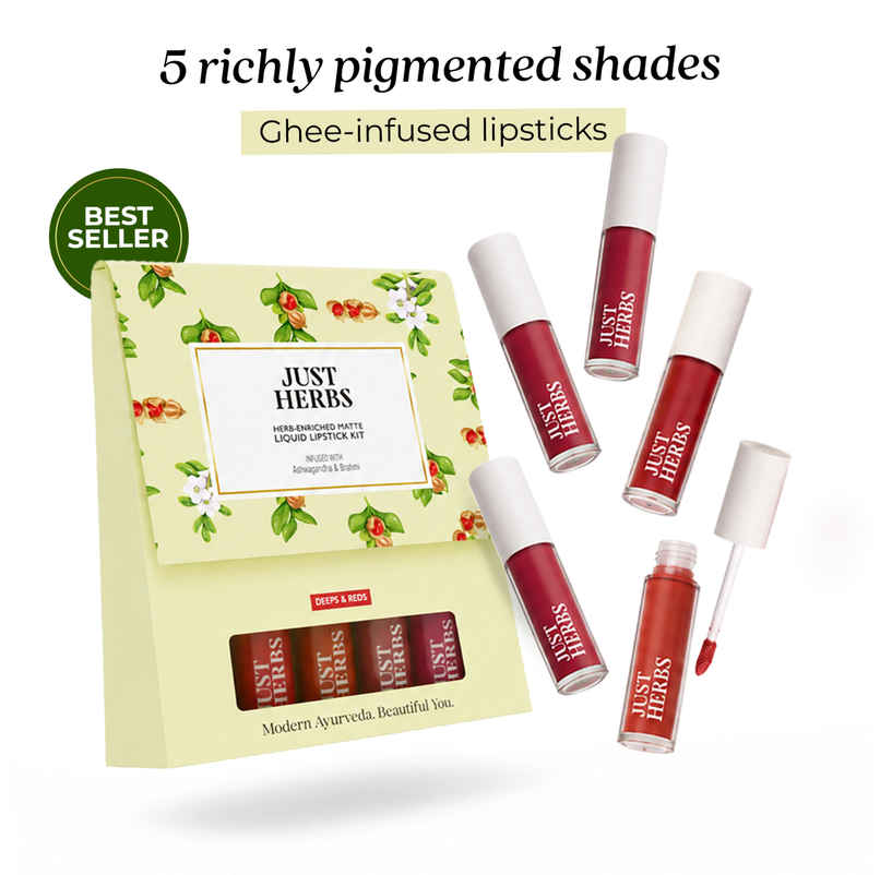 Just Herbs Ayurvedic Liquid Lipsticks Gift Box Set of | Deep & Reds