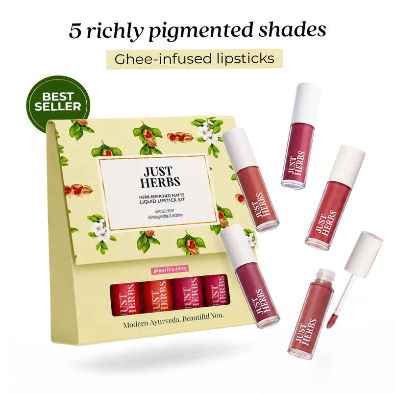 Just Herbs Ayurvedic Liquid Lipsticks Gift Box Set of | Bright & Pinks