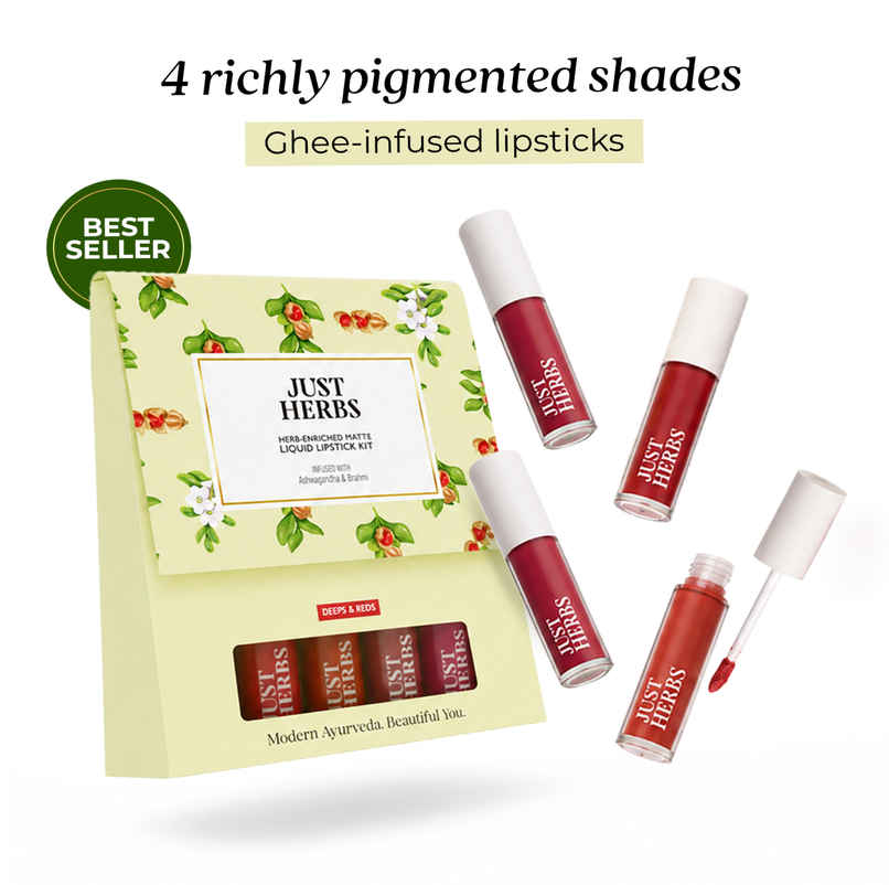 Just Herbs Herb Enriched Matte Liquid Lipstick | Ayurvedic | Red & Bold | Hydrating & Lightweight