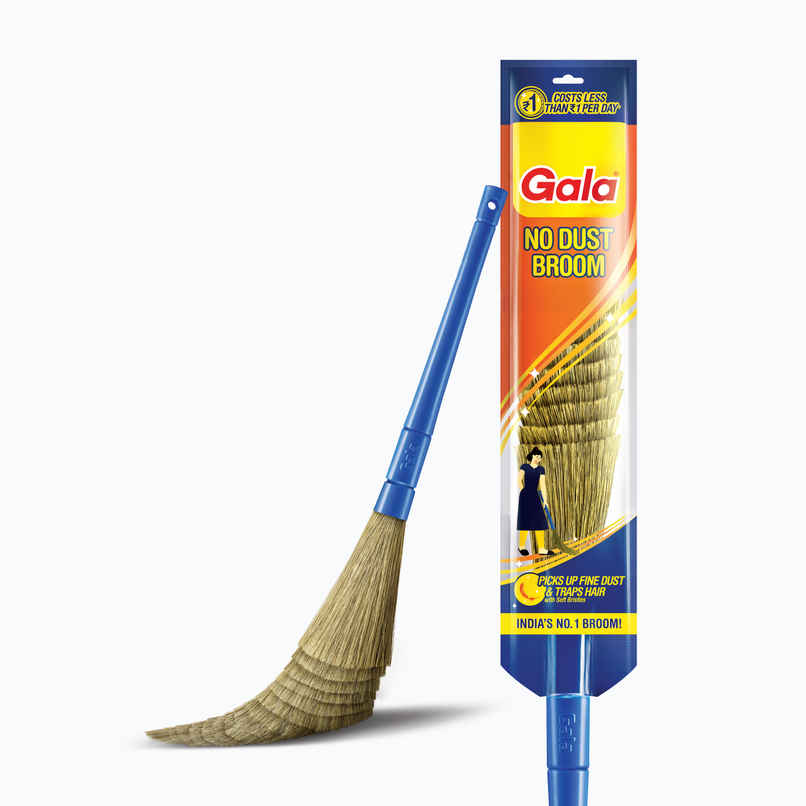 Gala No Dust Floor Cleaning Broom | Jhadu 90cm, Plastic, Blue and Brown
