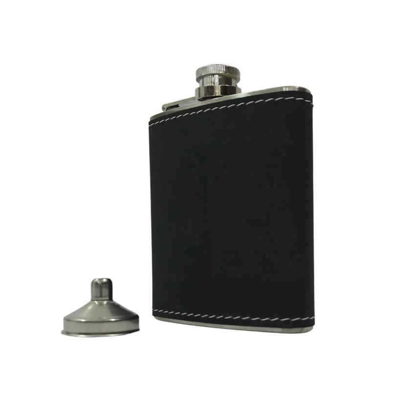 Happyware Stainless Steel Travel Drink Hip Flask | Black Leatherette | 230 ml Happyware Stainless Steel Travel Drink Hip Flask | Black Leatherette | 230 ml